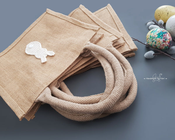 Personalisierte Tasche mit Osterhasen - grau