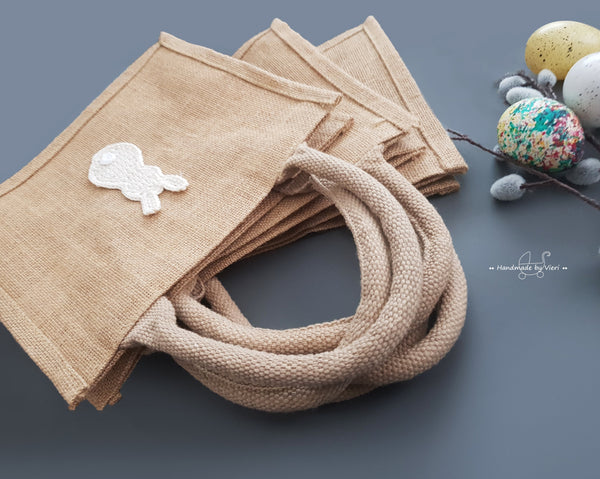 Personalisierte Tasche mit Osterhasen - beige
