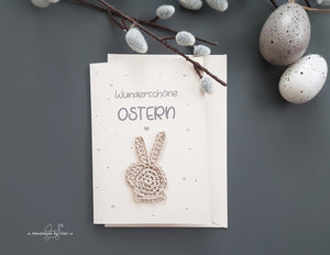 Karte mit Osterhasen - Wunderschöne Ostern, sand