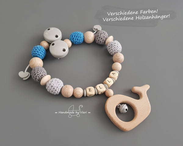 Kinderwagenkette mit Namen - Wal