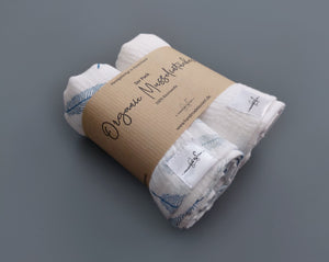 Personalisierte Musselin Schmusetücher in weiß mit Federn - 2er-Set Bio
