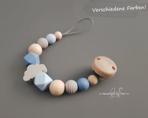 Schnullerkette ohne Namen - Wolke aus Silikon und Holz - handmadebyvieri